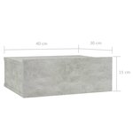 vidaXL Tables de chevet flottantes 2 Pièces Gris béton Bois d'ingénierie