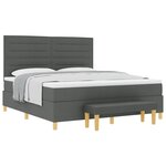 vidaXL Lit à ressorts avec matelas et banc Gris foncé 180x200 cm Tissu