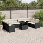 vidaXL Salon de jardin 11 Pièces avec coussins noir résine tressée