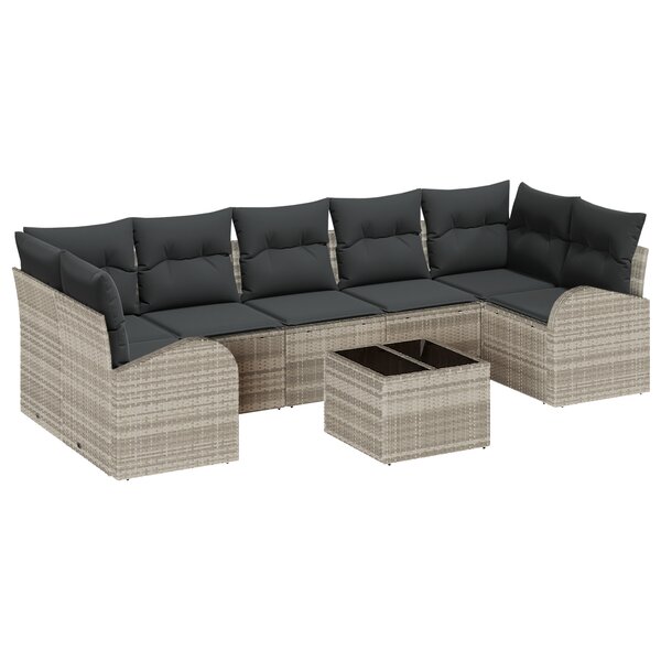 vidaXL Ensemble de Canapés de Jardin 8 Pièces avec Coussins Gris Clair