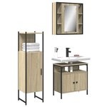 vidaXL Ensemble d'armoires de salle de bain 3 Pièces chêne sonoma