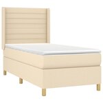 vidaXL Sommier à lattes de lit matelas et LED Crème 90x200 cm Tissu