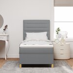 vidaXL Lit box spring avec matelas gris clair simple en tissu
