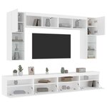 vidaXL Ensemble de meubles TV muraux 8 Pièces avec lumières LED blanc