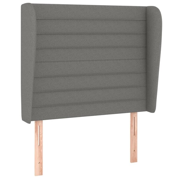 vidaXL Tête de lit avec oreilles Gris foncé 103x23x118/128 cm Tissu