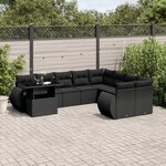 vidaXL Salon de jardin 10 Pièces avec coussins noir résine tressée