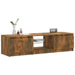 vidaXL Meuble TV avec lumières LED Chêne fumé 140x40x35 5 cm