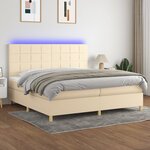 vidaXL Sommier à lattes de lit et matelas et LED Crème 200x200cm Tissu
