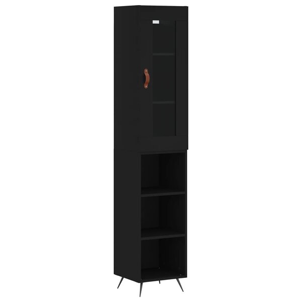 vidaXL Buffet haut Noir 34 5x34x180 cm Bois d'ingénierie