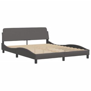 vidaXL Cadre de lit avec tête de lit Gris 160x200 cm Similicuir