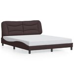 vidaXL Cadre de lit avec LED sans matelas marron foncé 160x200cm tissu