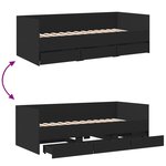 vidaXL Lit de jour avec tiroirs sans matelas noir 90x200 cm