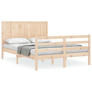 vidaXL Cadre de lit avec tête de lit 140x200 cm bois massif
