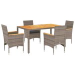 vidaXL Ensemble à manger de jardin et coussins 5 Pièces gris rotin acacia