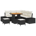 Set de Canapés de Jardin de 8 Pièces avec Coussins Noir Poly Rattan