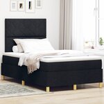 vidaXL Lit à ressort avec matelas noir petit double en tissu