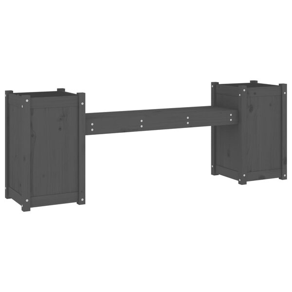 vidaXL Banc avec jardinières gris 180x36x63 cm bois massif de pin
