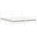 vidaXL Cadre de lit métal avec tête de lit/pied de lit blanc 183x213cm