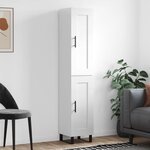 vidaXL Buffet haut Blanc brillant 34 5x34x180 cm Bois d'ingénierie