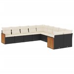 vidaXL Salon de jardin 10 Pièces avec coussins noir résine tressée