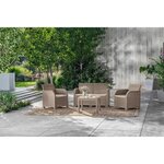 Salon de jardin - en résine imitation rotin tressé - Allibert by KETER - 4 personnes - SanRemo - Cappuccino
