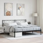 vidaXL Cadre de lit métal avec tête de lit noir 180x200 cm