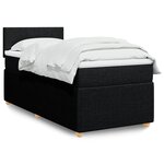 vidaXL Sommier à lattes de lit avec matelas Noir 90x190 cm Tissu