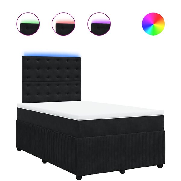 vidaXL Sommier à lattes de lit avec matelas noir 120x190 cm velours