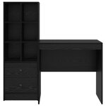 Bureau vidaXL avec rangement en chêne noir en bois d'ingénierie