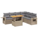 vidaXL Salon de jardin avec coussins 7 Pièces beige résine tressée