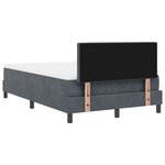 Lit Box Spring vidaXL avec matelas Gris foncé Petit double Velours