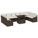 vidaXL Ensemble de canapés de jardin 11 pièces avec coussins Marron en poly rotin