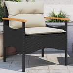 vidaXL Salon de jardin 3 Pièces avec coussins noir résine tressée
