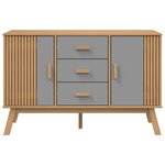 vidaXL Buffet OLDEN gris et marron 114x43x73 5 cm bois massif de pin