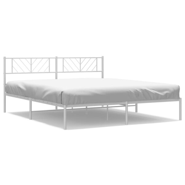 vidaXL Cadre de lit métal avec tête de lit blanc 200x200 cm