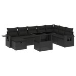 vidaXL Salon de jardin 9 Pièces avec coussins noir résine tressée