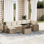 vidaXL Salon de jardin avec coussins 8 Pièces beige résine tressée