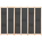 vidaXL Cloison de séparation 6 panneaux Gris 240 x 170 x 4 cm Tissu