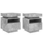 vidaXL Armoires de chevet avec lumières LED 2 Pièces gris béton