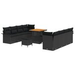 vidaXL Ensemble de canapé de jardin 11 pièces avec coussins Noir Rotin synthétique Acacia