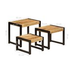 vidaXL Tables gigognes 3 Pièces Bois solide de manguier