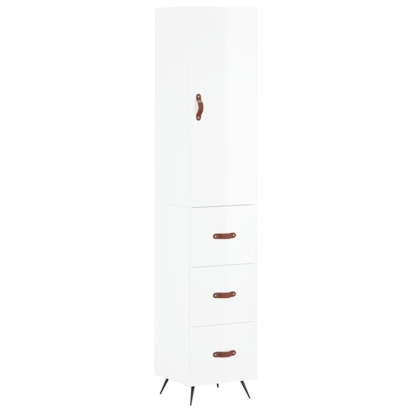 vidaXL Buffet haut Blanc brillant 34 5x34x180 cm Bois d'ingénierie