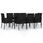 vidaXL Ensemble à manger jardin 9Pièces et coussins noir résine tressée