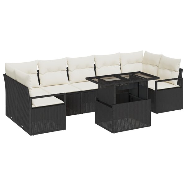 Ensemble de canapés de jardin vidaXL 8 pièces avec coussins Noir Poly Rattan