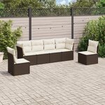 vidaXL Salon de jardin avec coussins 6 Pièces marron résine tressée