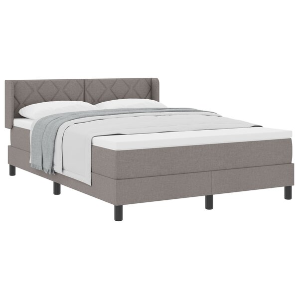 Lit Box Spring vidaXL avec Matelas Taupe 160x200 cm Tissu