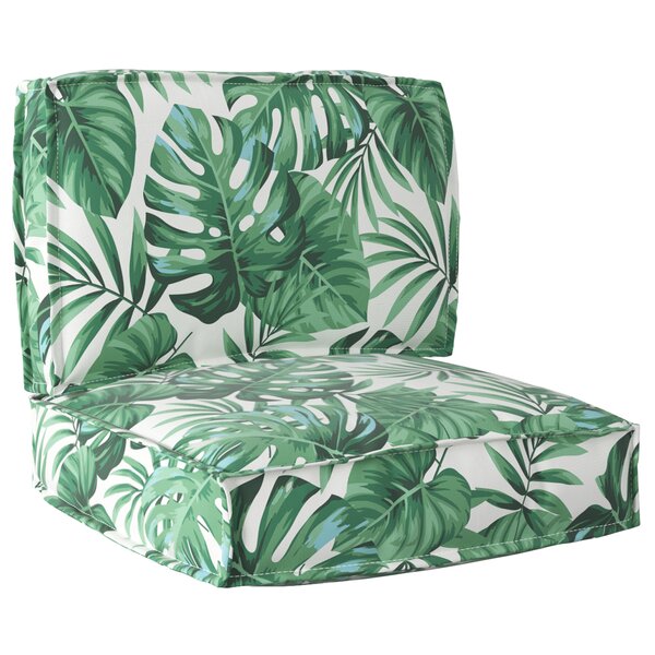 vidaXL Set de coussins de palette 2 pièces modèle feuilles en tissu Oxford