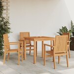 vidaXL Chaises de jardin empilables lot de 4 56 5x57 5x91 cm bois teck