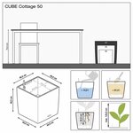 LECHUZA Jardinière CUBE Cottage 50 ALL-IN-ONE Moka