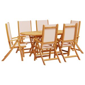 vidaXL Ensemble à manger de jardin 7Pièces bois d'acacia solide textilène